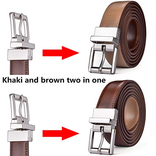 Image of Beltox Men's Belt Dress Casual Reversible Leather 1.1 inch w Roller Buckle Rotated