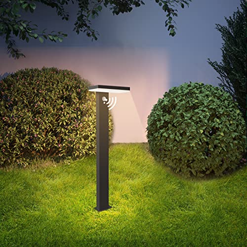 Inowel Solar Pathway Lights,24in Modern Solar Bollard Lights IP54 Waterproof Outdoor LED Landscape Lamp with Motion Sensor 600LM for Driveway Lawn Walkway Yard