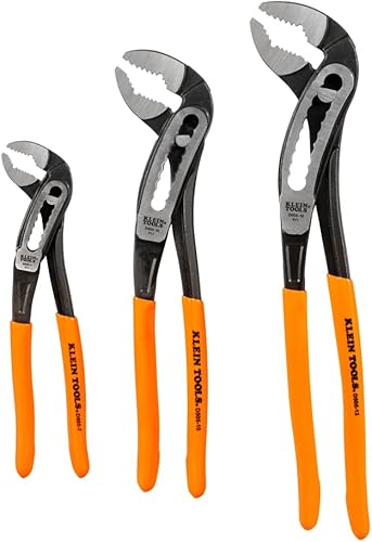 Klein Tools D5053KIT Juego de alicates clásicos de bomba Klaw de 3 piezas, alicates de bomba de 7 pulgadas, 10 pulgadas y 12 pulgadas, diseño