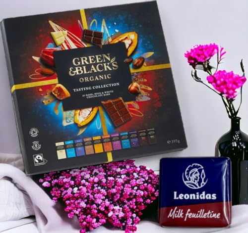 SERENA'S ® Green & Black's Organic Classic Milk & Dark Miniature Chocolate Gift Collection 395g Chocolate hamper luxury chocolates gift box with Leonidas Chocolate and Thank you card