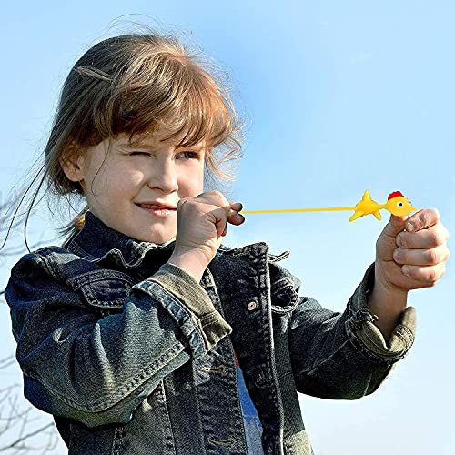 Slingshots Chicken Rubber Chicken 12 Dart Cups Flying Chicken Shooting Games Fidget Toys Stress Relief Finger flingers Stretchy Funny Party Game for Easter’s Day Gift Children Adults