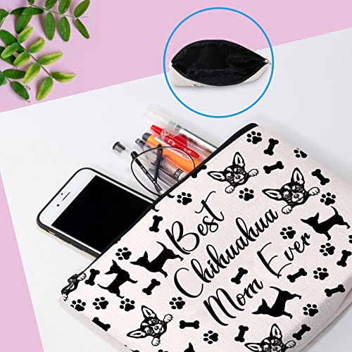 Image of GJTIM Chihuahua Mom Gift Chihuahua Owner Gift Best Chihuahua Mom Ever Chihuahua Gift Makeup Bag Animal Dog Lover Gift (Chihuahua Mom Bag)