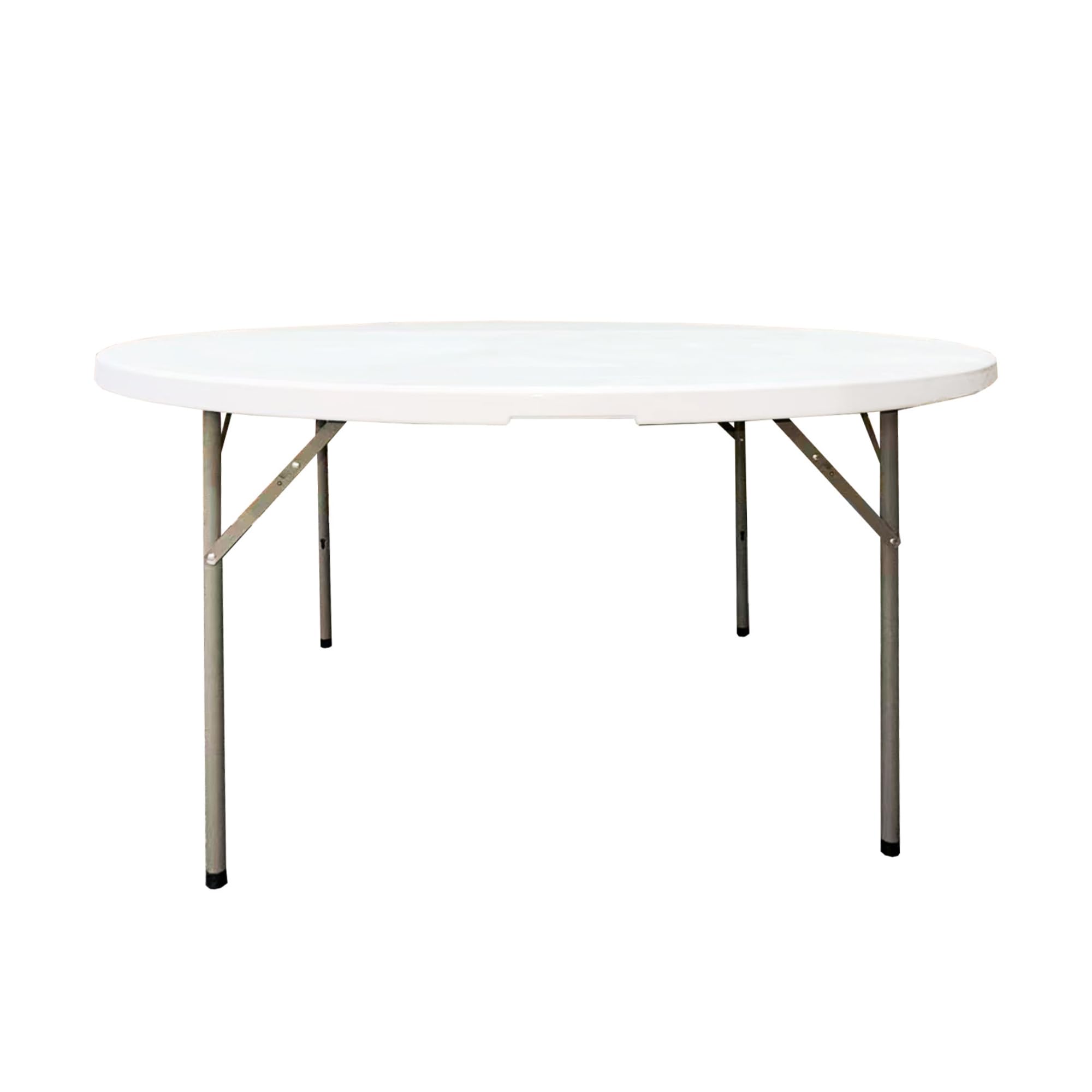 Pack 2 Mesas Redondas Plegable 150 cm Blanca - Banquete Catering - Capacidad 6-8 Personas - Tablero HDPE Reforzado - Estructura Acero 25 mm - Bodas Restaurantes Eventos - Interior Exterior