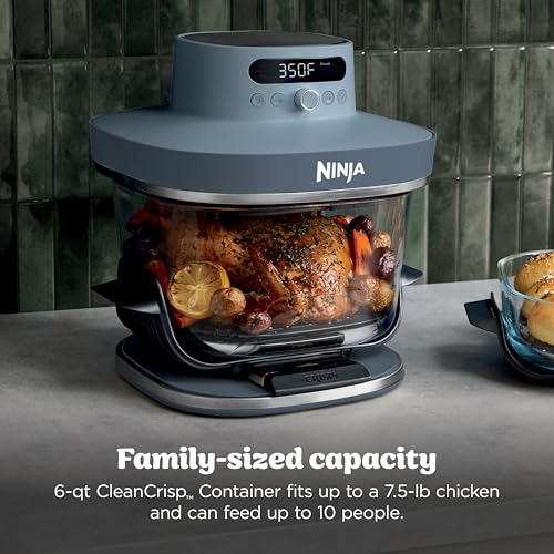 Image of Ninja Crispi Pro 6-in-1 Glass Air Fryer | 450F, Nontoxic, 6qt & 2.5qt Containers & Lids | Microwave, Freezer, Dishwasher Safe | Max Crisp, Air Fry, Bake, Roast, Recrisp, Dehydrate |Cyberspace AS101CY