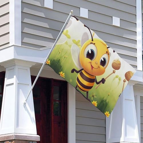 Bannière décorative abeille double face grand drapeau de bienvenue cour - 5