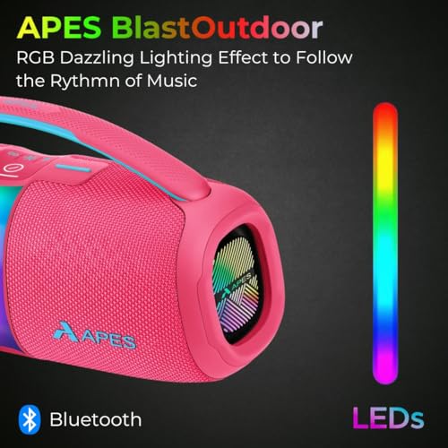 Image of APES BlastOutdoor Bluetooth Party Speaker, 8Hrs Playtime, Dynamic RGB LED's, 40W Speaker (Red)