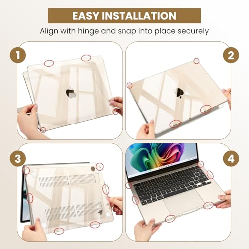 Image of Dyazo Hard Shell Case Compatible for MacBook Air 13.6 Inch (2022-2026 Release M2 M3 M4 M5 A2681 A3113 A3240 A3449) | Slim Protective Laptop Cover with Touch ID, Crystal Finish & Precise Fit(Starlight)