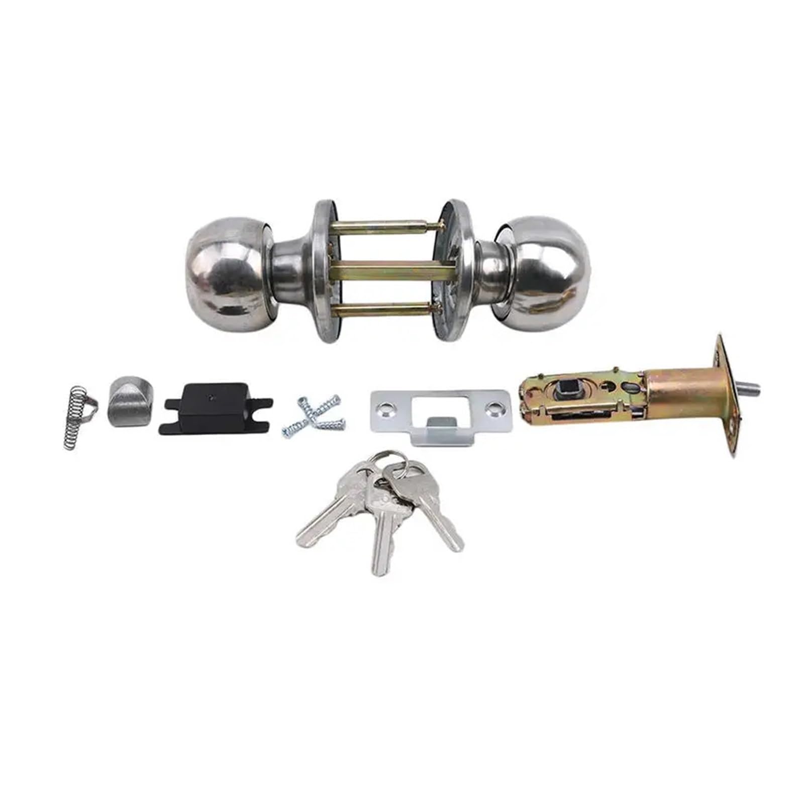 Spherical Door Locks with Extended Bar Aluminum Alloy Bathroom Door Lock​ Three Bar Spherical Lock Bedroom Single Tongue