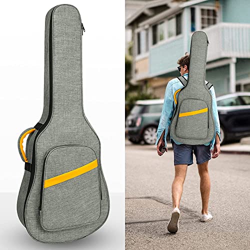 Image of Heavy 40 41 Inch Acoustic Guitar Bag Waterproof Guitar Case Gig Bag 8MM Padding with Back Hanger Loop- Grey Soft Case, CY0152