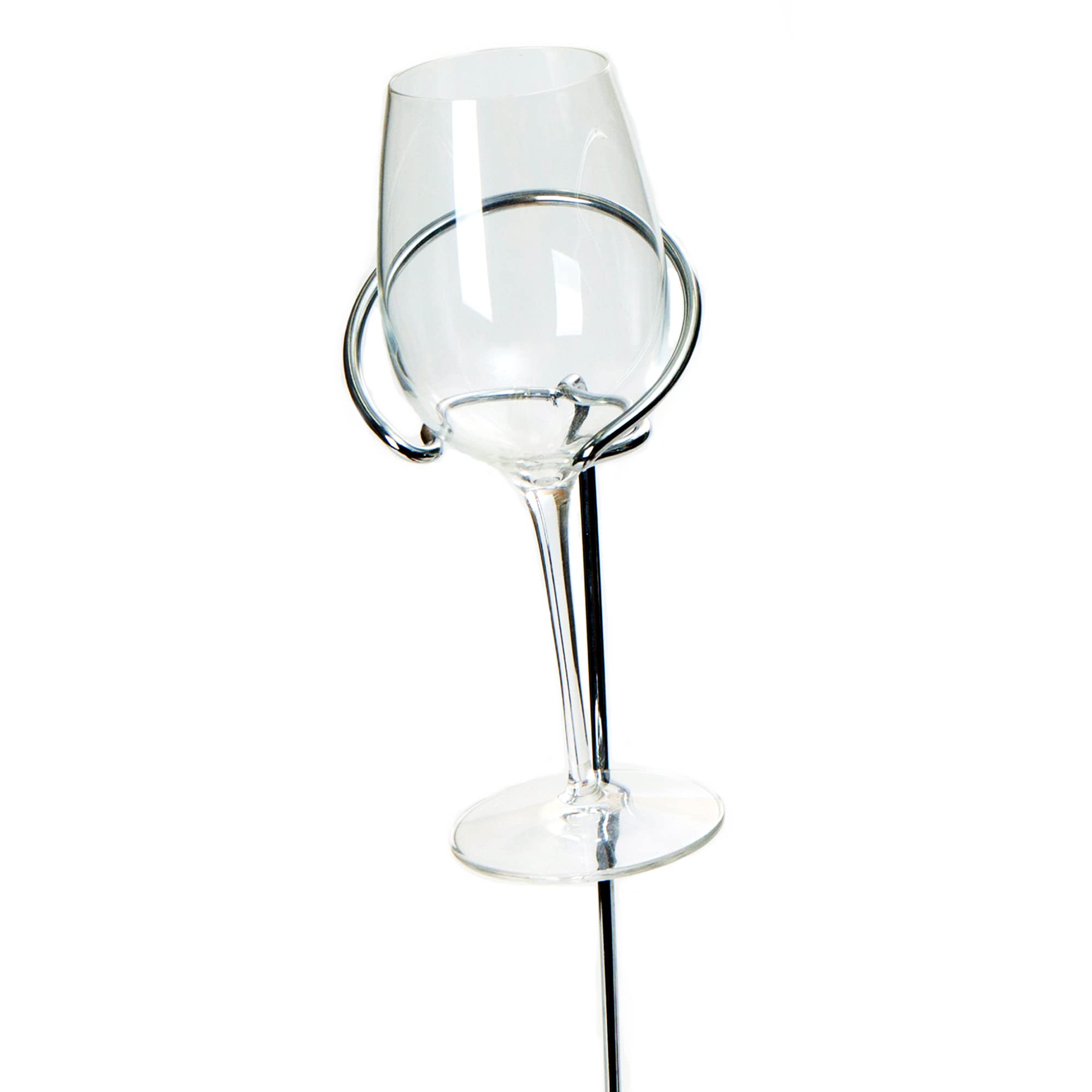 Mind Reader Lot de 5 piquets pour verres à vin et bouteilles de pique-nique, salle à manger en plein air, métal, 8,9 x 8,9 x 48,3 cm (L x l x H), argenté