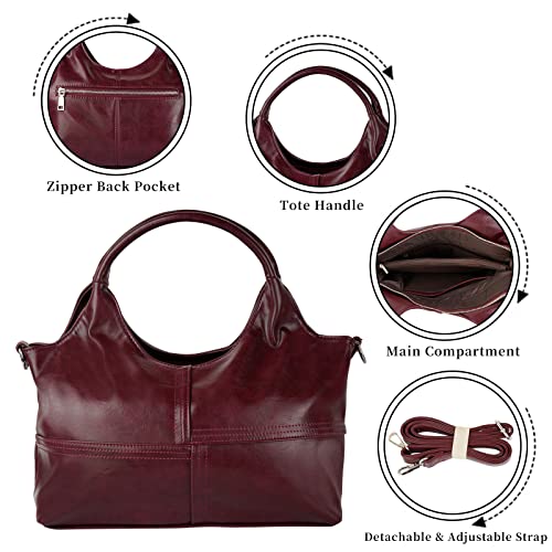 Kogtla Womens Vegan Leather Handbags Tote Bag Shoulder Bag Top Handle Satchel Ladies Purse Crossbody Hobo Bag Purple thumb #3