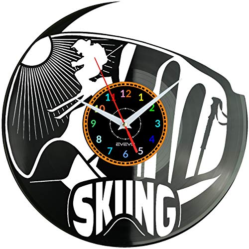 Esquí Esquí Reloj de Pared Decorativo Moderno Vinilo Regalo para Amante de los Deportes de Invierno W1699