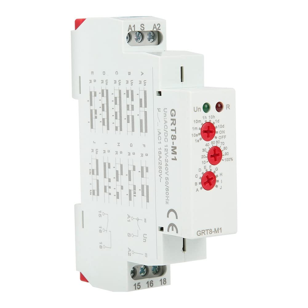 Htuteyy Delay Time Relay Relay Din Rail Mount 12V-240V Relay Grt8-M1 With 10 Functions