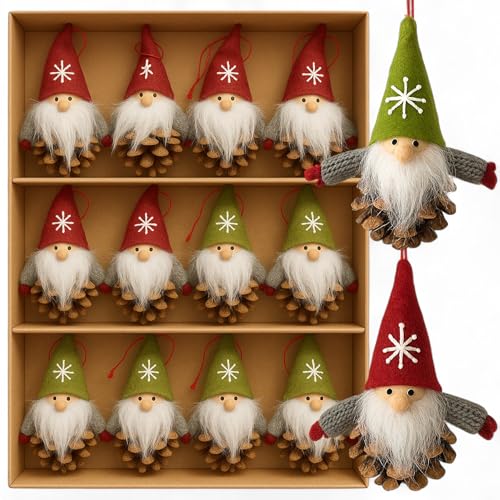 MIJOMA 12er Set Weihnachtswichtel – Handgemachter Baumschmuck aus...