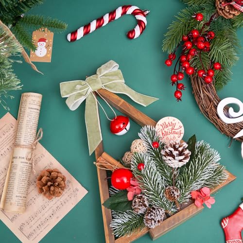 Image of QIANF Vintage Sage Green Velvet Ribbon Christmas Ribbon for Gift Wrapping Crafts Christmas Tree Ornaments Garland Decorations, 1 Inch X 25Yd