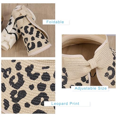 Sombrero de paja con ala ancha estampado leopardo miniatura 3