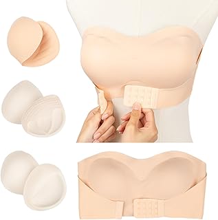 [クラッセ] ストラップレスブラ 紐なし 3サイズの替えパッドつき 肩出し オフショルダー