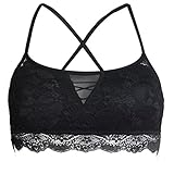 Libella 1er Pack Damen Spitzen BH ohne Bügel Bralette Bustier Comfort Sexy Strappy Bra mit Blumen Gepolstert 3739ASchwarz