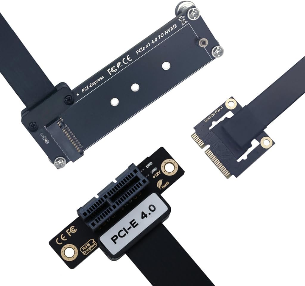 JMT PCIe 1X to M.2 M-Key Adapter Extension Cable Compatible with NVMe 2242 2260 2280 SSD Graphics Card (PCIe 4.0,10CM)