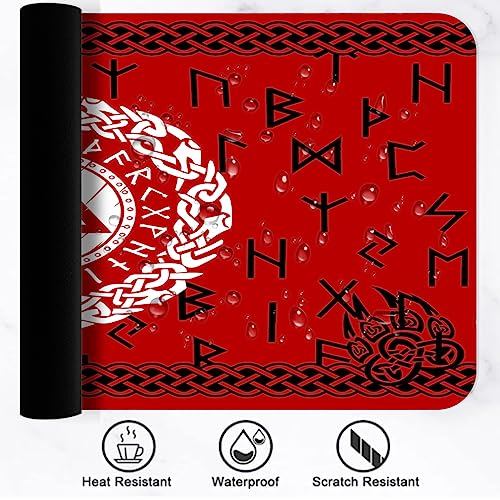 LshyMn Tapete de rato grande Viking 80 x 29 cm Totem nórdico runa odin do norte mitologia civilizaçã
