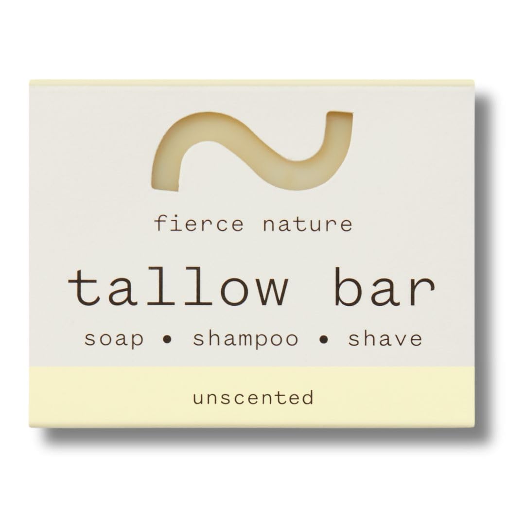 Multi-Use Pure Tallow Bar | Organic & Natural Moisturising Bar for Face, Body, Hands & Hair | Non-Toxic Skincare Essential (80g, Unscented)