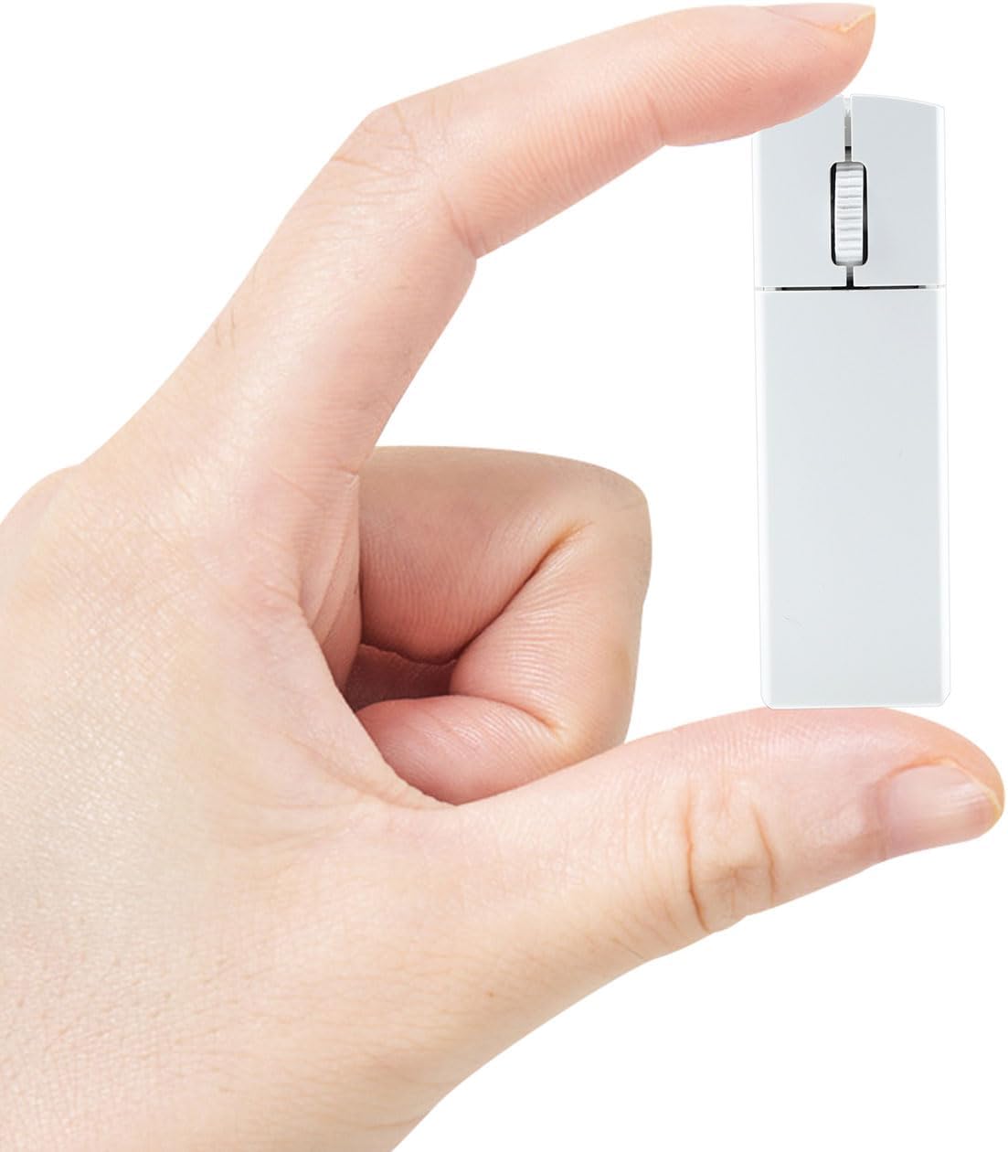 Ultra Small Bluetooth Wireless Mouse, Dual Mode (BT+2.4G) Noiseless Rechargeable Mouse (with Mouse Case), 1200 DPI Slim and Portable Mini Travel Cordless Mouse for PC Computer Laptop (White)