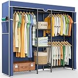 LEHOM G6C Heavy Duty Clothes Rack with Cover, Wire Garment Rack for Hanging Clothes, Compact Closet
