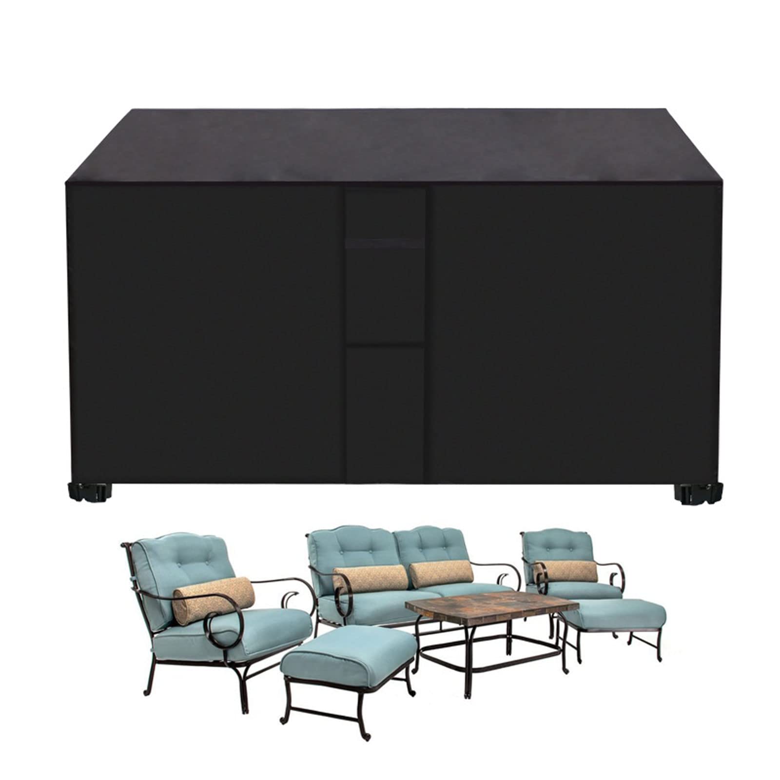 Copertura impermeabile per mobili da giardino, 200 x 160 x 70 cm, protezione per mobili da giardino, con tessuto Oxford 420D, orlo regolabile, ideale per set di mobili pesanti