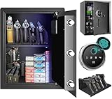 Security Biometric Fingerprint Safe, Steel Lock Box Safe for Home/Office/Hotel, Secure Handgun, Documents, Jewelry, Valuables - 1.8 Cubic Feet Metal Black-13x13.75x19.8inches