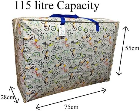 Pop it in a Pelican Large laundry bags clothes Storage Bags with zips Dust and waterproof Underbed loft roof container bedding duvet clothing toys teddy shoes. Camping moving bags. bikes Print 115 ltr