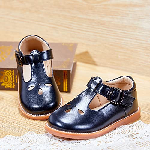 Image of Kiderence Toddler Girl Mary Jane School Uniform Dress Shoes Oxford Flats | Wide Toe Box Great Comfort for Student Shoe and Flower Girl Shoe for Wedding, Parties, Church