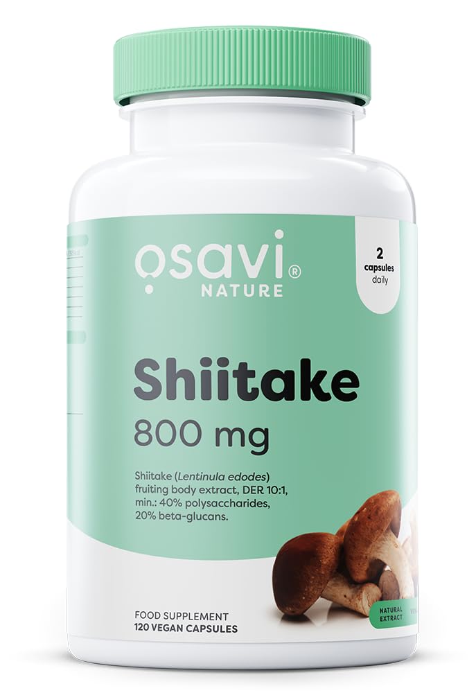 OSAVI Shiitake Mushroom Extract, 800mg, Vegan Capsules, Standardised 40% Polysaccharides, 20% Beta-glucans, 120 Count, Made by Olivit