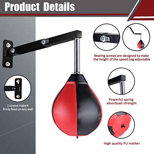 Speed Bag Boxing Punching Bag Wall Mount Height Adjustable Boxing Reflex Ball Speed Bag For Boxing Boxing For Adults Kids #TOP1