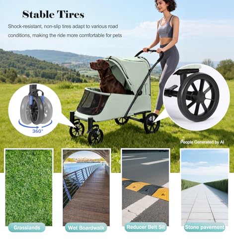 Image of Pet Stroller with Ramp for Large Dog up to 132lbs Portable&Foldable