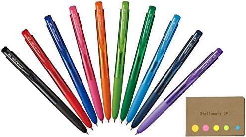 Signo RT1 Retractable Gel Ink Pen, Micro Point 0.38mm, Rubber Grip, 10 Color Ink, Sticky notes Value Set