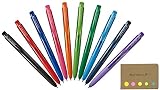 Signo RT1 Retractable Gel Ink Pen, Micro Point 0.38mm, Rubber Grip, 10 Color Ink, Sticky notes Value