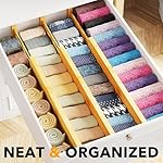 SpaceAid Bamboo Dresser Drawer Dividers 6 Pack, 4.65“ High Adjustable 17“-22” Drawer Organizers, Expandable Organization for Clothing, Clothes, Dressers, Natural - Image 2