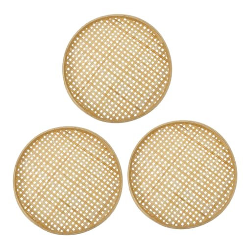 STOBAZA 3 pezzi Scolapasta in Bamboo Multipurpose Cesti Sieve Naturali per Frutta e Stoccaggio Casa Design Compatto e Facile da