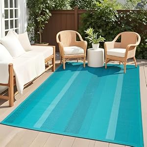 UKISS Outdoor Rug Carpet，Reversible Portable Plastic Straw Camping Rugs， 8′ x 10′ Waterproof Mat， Large Outdoor Area Rugs for Patio，RV, Picnic, Backyard, Deck, Balcony, Porch, Beach, Green