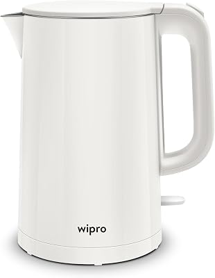 Elato BK210 Cool Touch Double Layer Electric Kettle, 1.5 Litres, Anti - Rust Shield, Super Fast Heating, 3x Protection - Overheating, Dry Boil & Auto Shut-off,1000 Watts, 2 Years Warranty, White