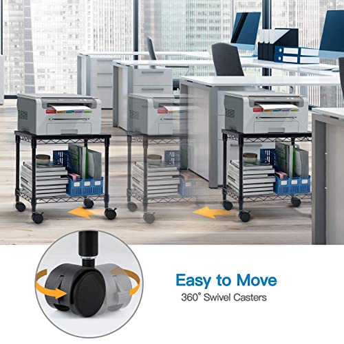 Huanuo Under Desk Printer Stand, 2 Tier Printer Cart For Storage, Mobile Printer Table With Swivel Wheels, Holds Up To 100Lbs, Perfect Desk Organizer Shelf For Home & Office, Hnps02 #TOP4