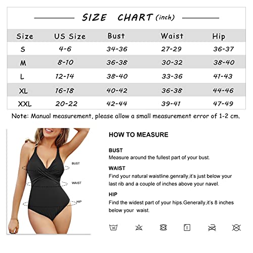 Ynique One Piece Bathing Suits For Women Tummy Control V Neck Swimsuits Front Criss Cross Swimwear Monokini #TOP4
