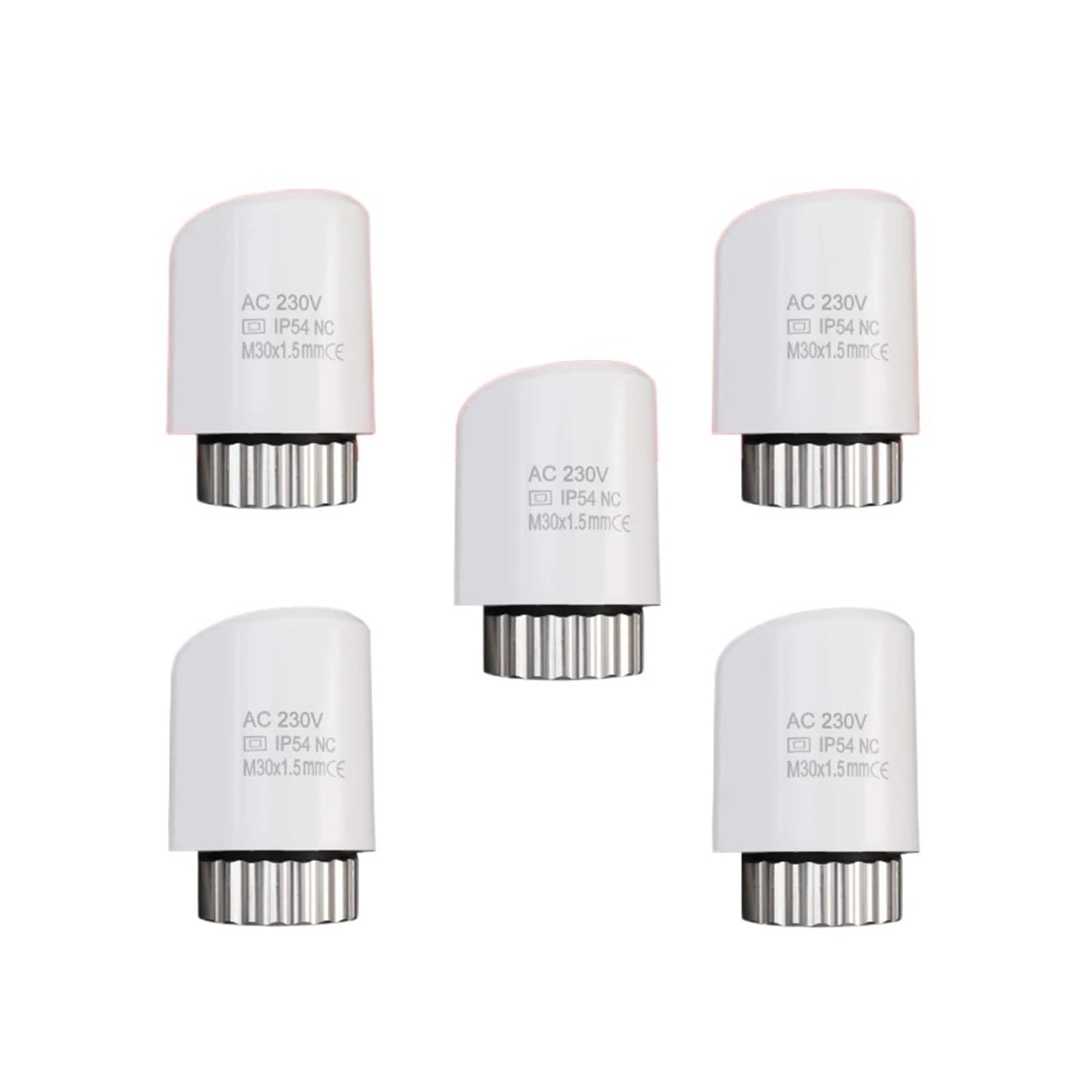 Válvula de calefacción por suelo radiante de 230 V/24 V, NC/NO, actuador térmico eléctrico de CA, colector for termostato de calefacción por suelo radiante(5piece-230VNC-white)