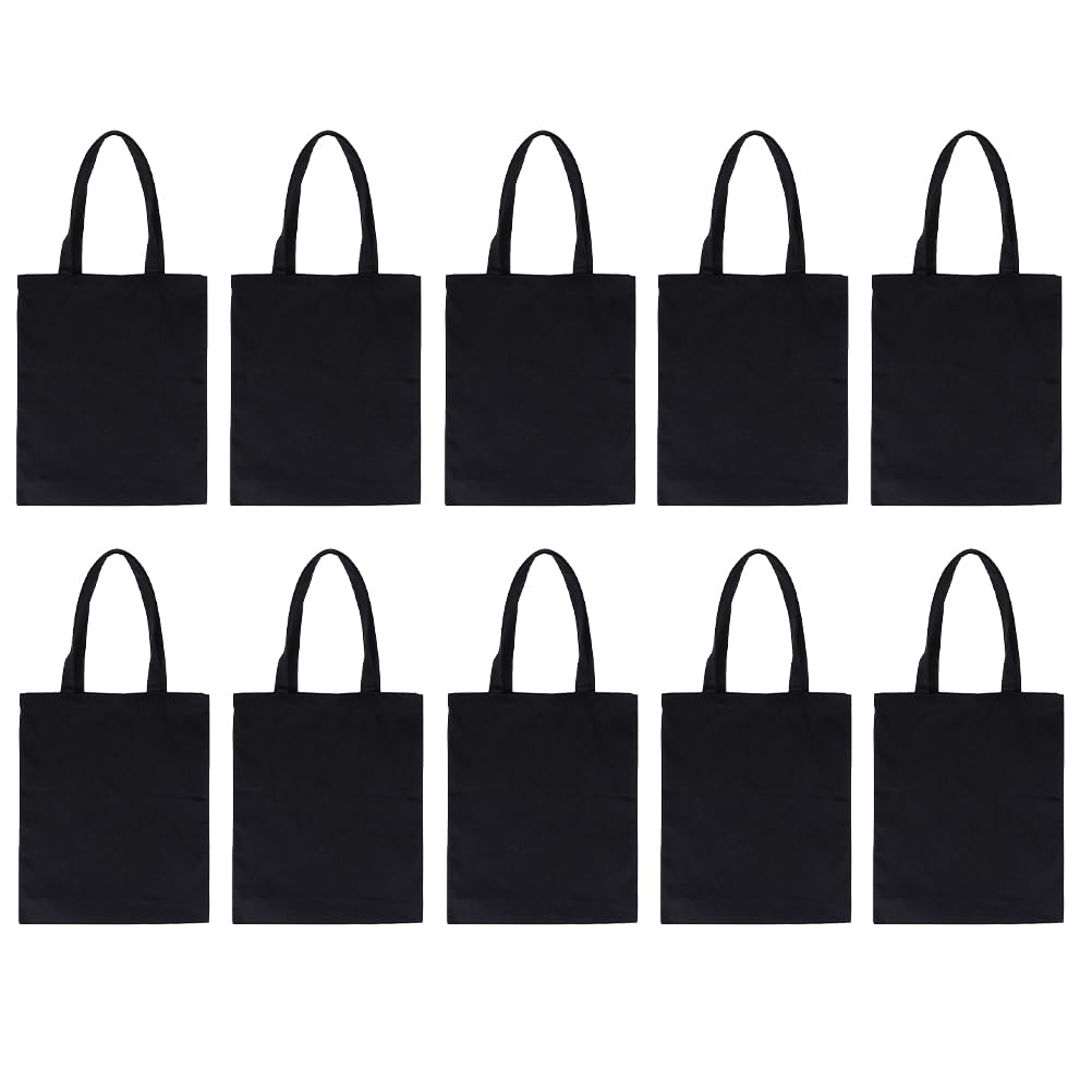 Sosoport Bolsas de Lona Reutilizables Negras, 10 Unidades, Gran Capacidad