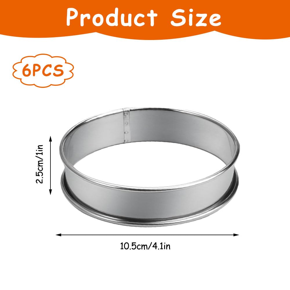 6 Anelli Per Muffin In Acciaio Inox - 10.5x2.5 Cm, Antiaderenti Per Torte, Mousse E Dessert - Foto 7