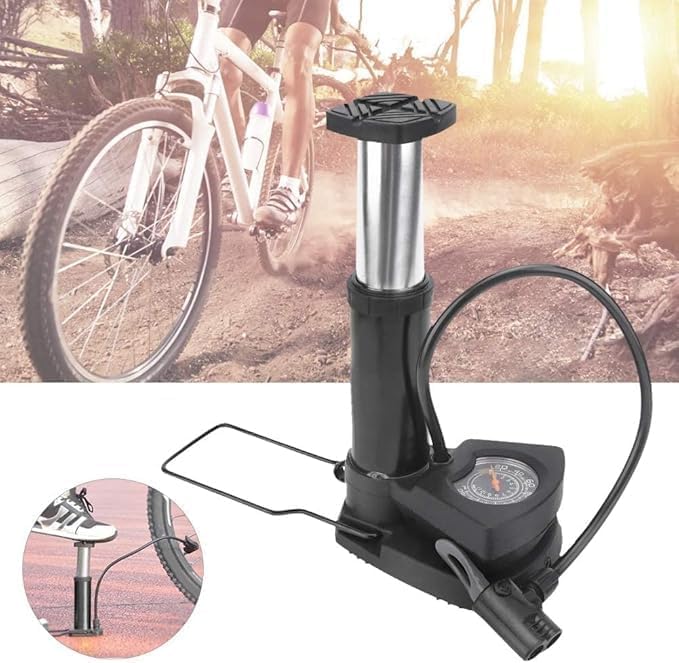 Falshruti Mini Foot Pump for Car, Bike & Bicycle Tires, Portable Pedal Air Pump with Pressure Gauge, Compact Tire Inflator for Cycle, Sports Balls & Emergency Roadside Repair 4