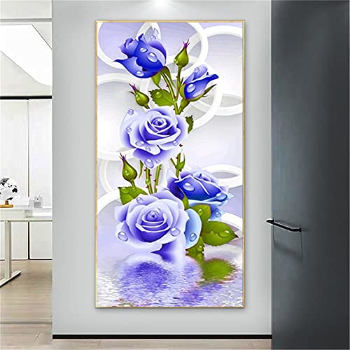 Diamond Painting Strass Kit Complet Rose Bleue - Idée Cadeau Arts Artisanat Déco 70x140 cm