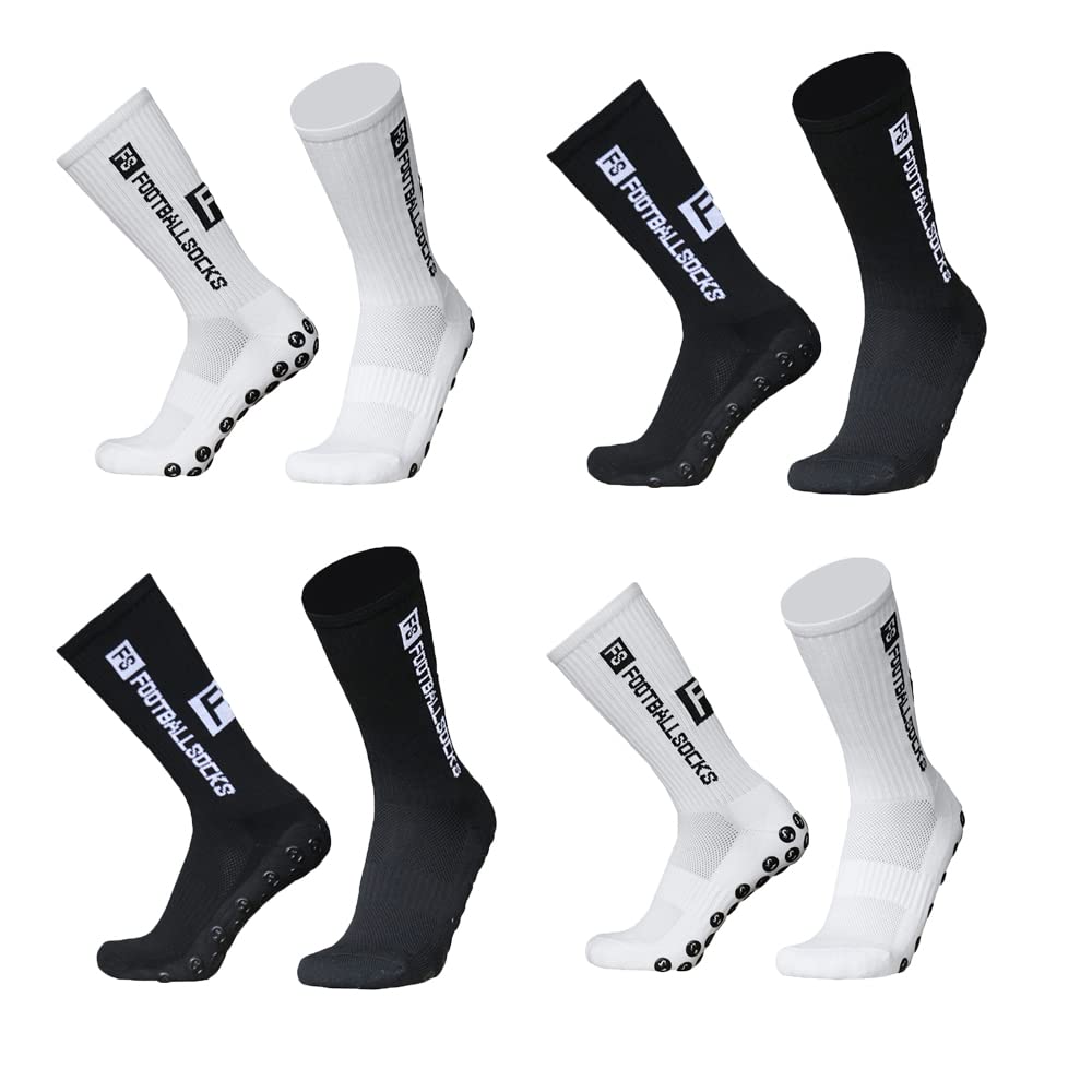 FS SOCKS Grip voetbalsokken voor heren, dames en kinderen, maat 35-39, 39-46, antislip, voor voetbal, basketbal, wandelen, hardlopen, 3 paar, zwart, 39/46 EU