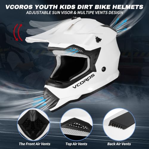 Image of VCOROS Youth Kids Dirt Bike Helmets,Kids Motocross Helmets DOT Approved