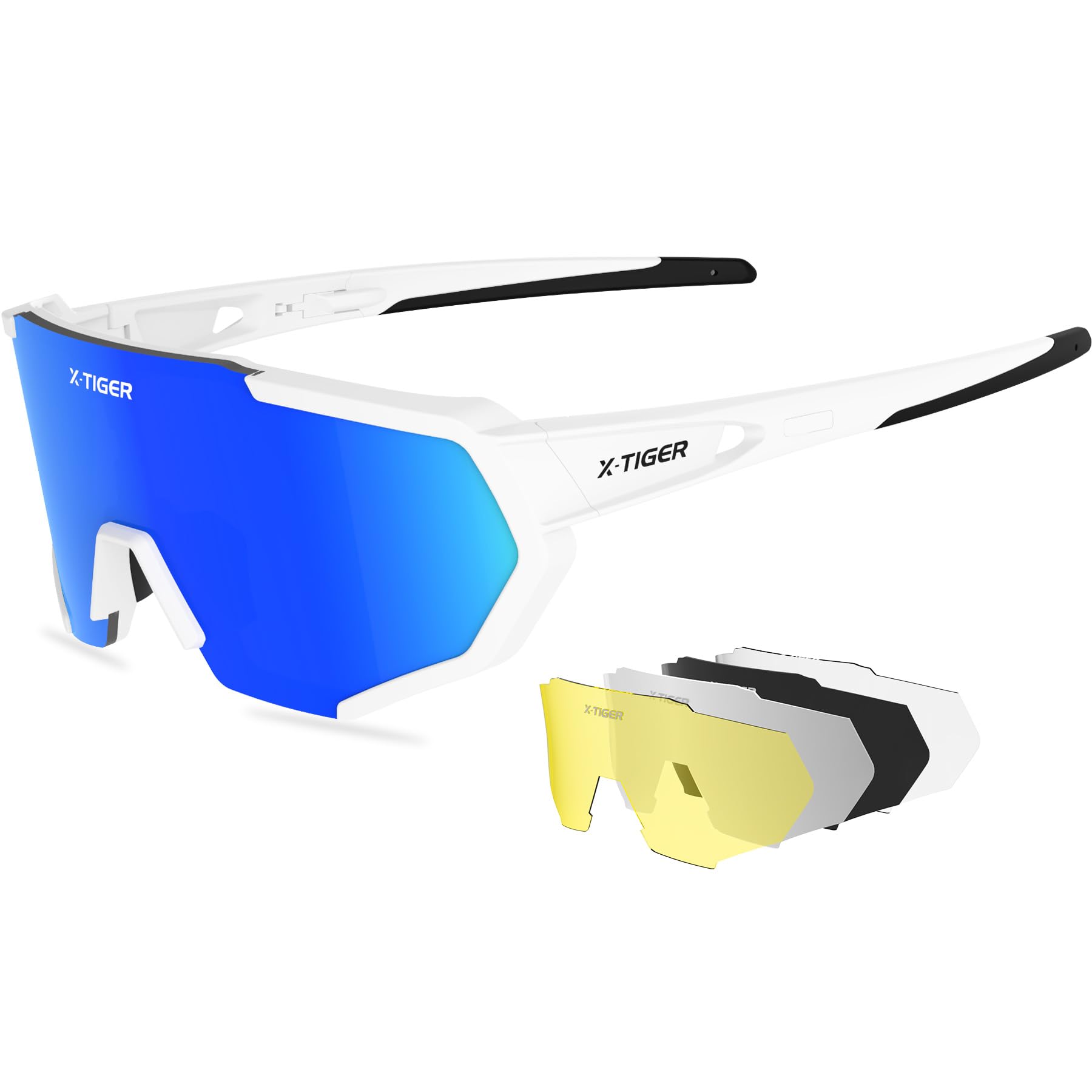 Polarized Sports Sunglasses with 5 Interchangeable Lenses,Mens Womens Cycling Bike Glasses,Baseball Running Fishing